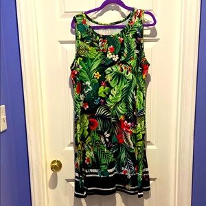 Tropical Floral Sleeveless Dress XL NWOT